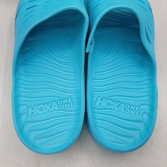 Hoka One One Mens Size 14 Aqua Blue Recovery Slide Sandals Lightweight Cushioned - Picture 10 of 12